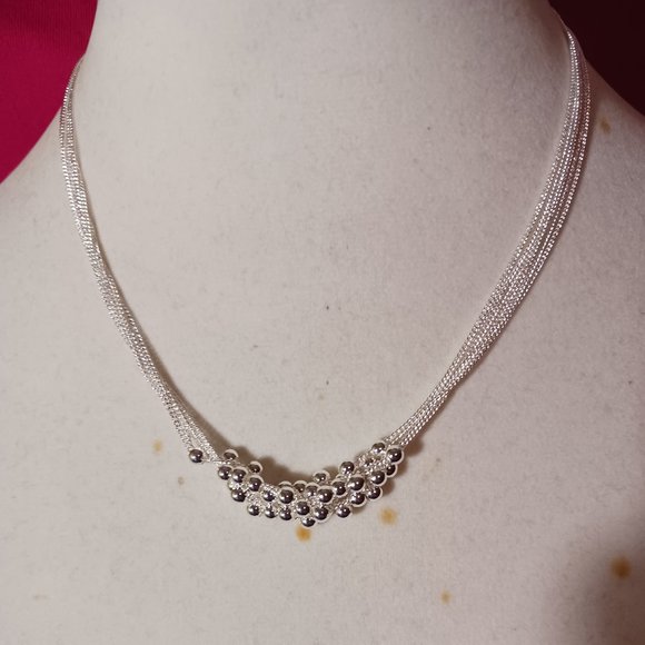 Silver Bead Ball Grapes Fashion Necklace NWOT - Picture 8 of 12
